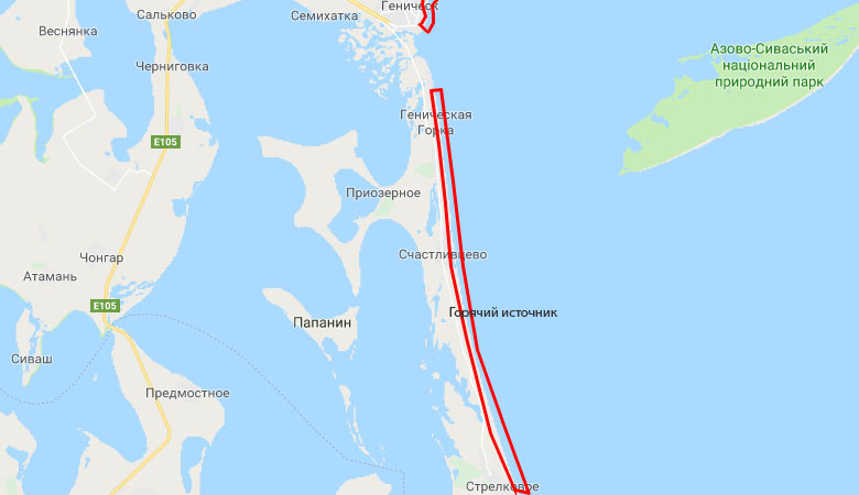 Арабатська стрілка карта, готелі , бази відпочинку, пансіонати