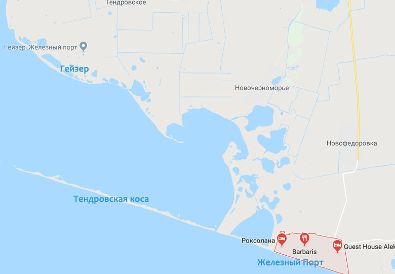 Железный Порт карта отелей, пансионатов, баз отдыха