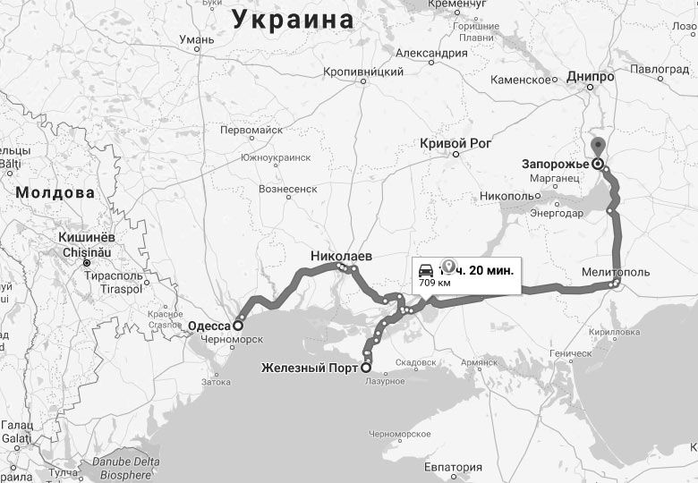 Жележный Порт, спутниковая карта Украины