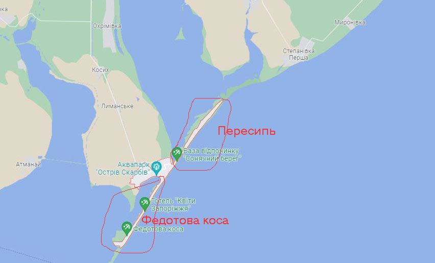 Кирилловка карта, улицы, побережье, отели, базы отдыха