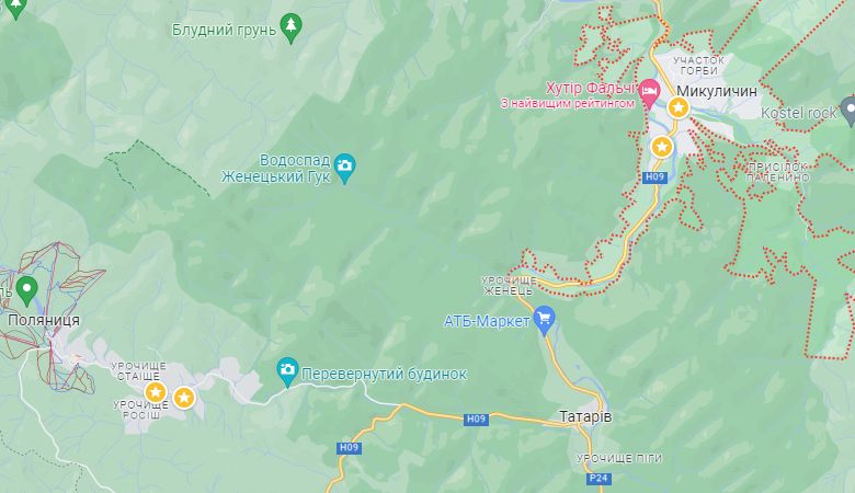 Микуличин на карті України