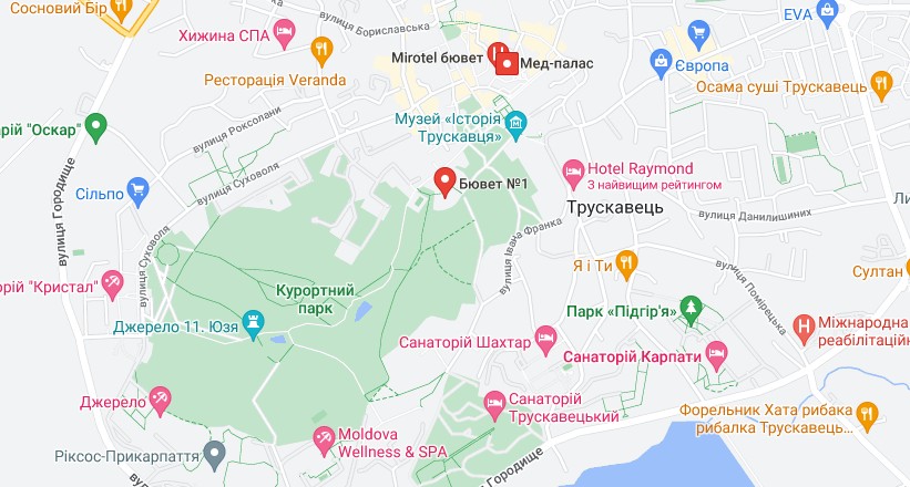 Трускавець карта, спуски, траси, підйомники, житло