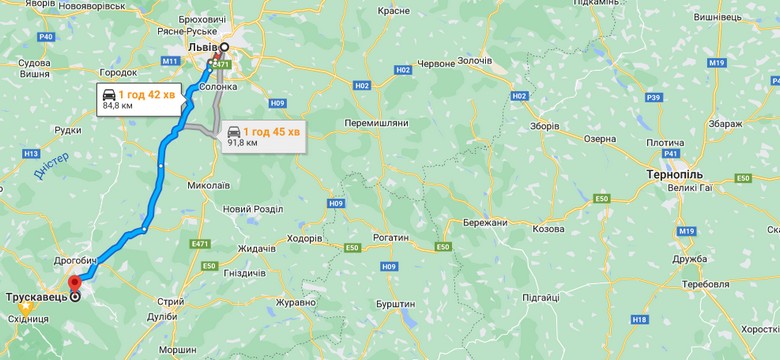 Трускавець карта доріг